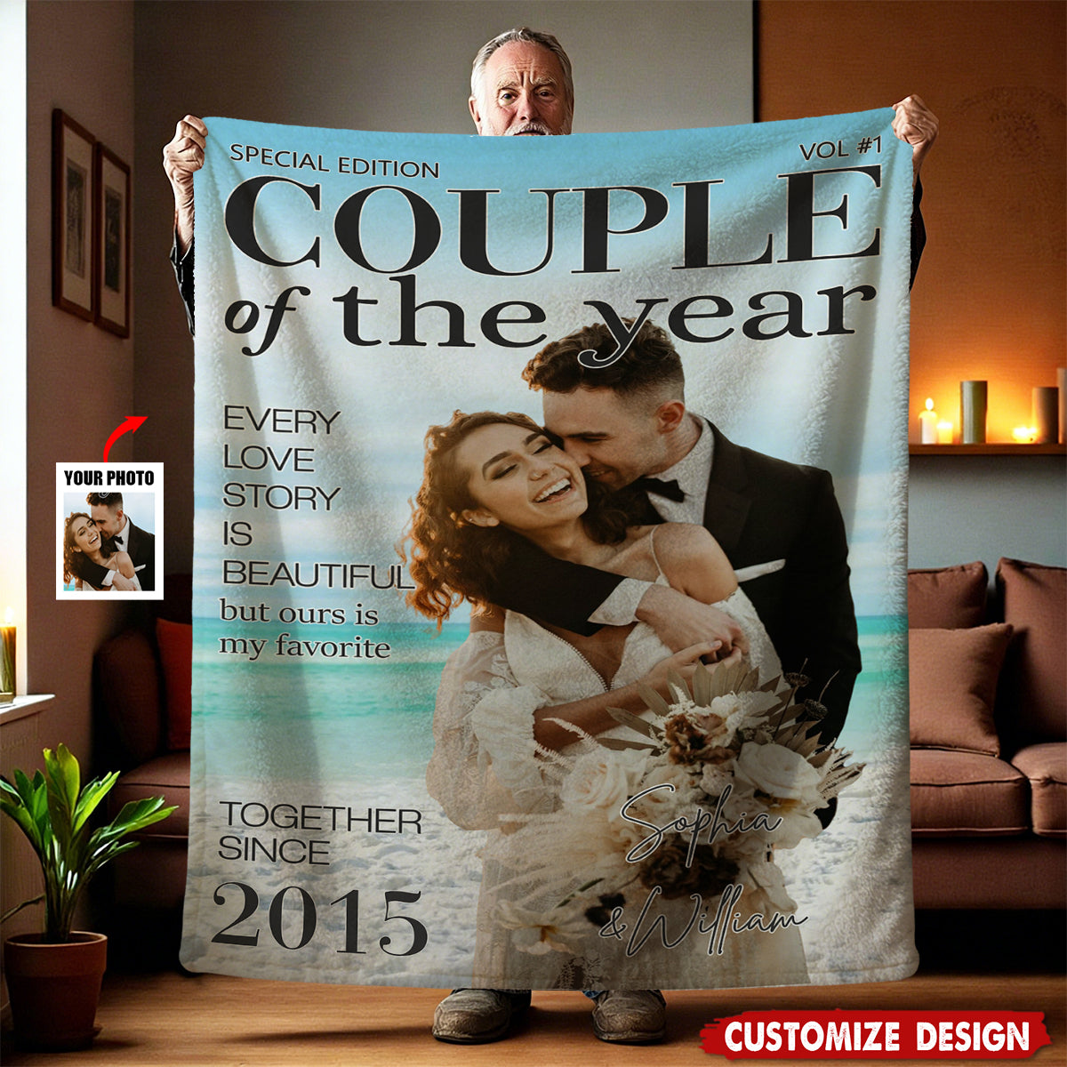 Personalized Couple Keepsake Blanket  - Choosing You Feels So Right Design