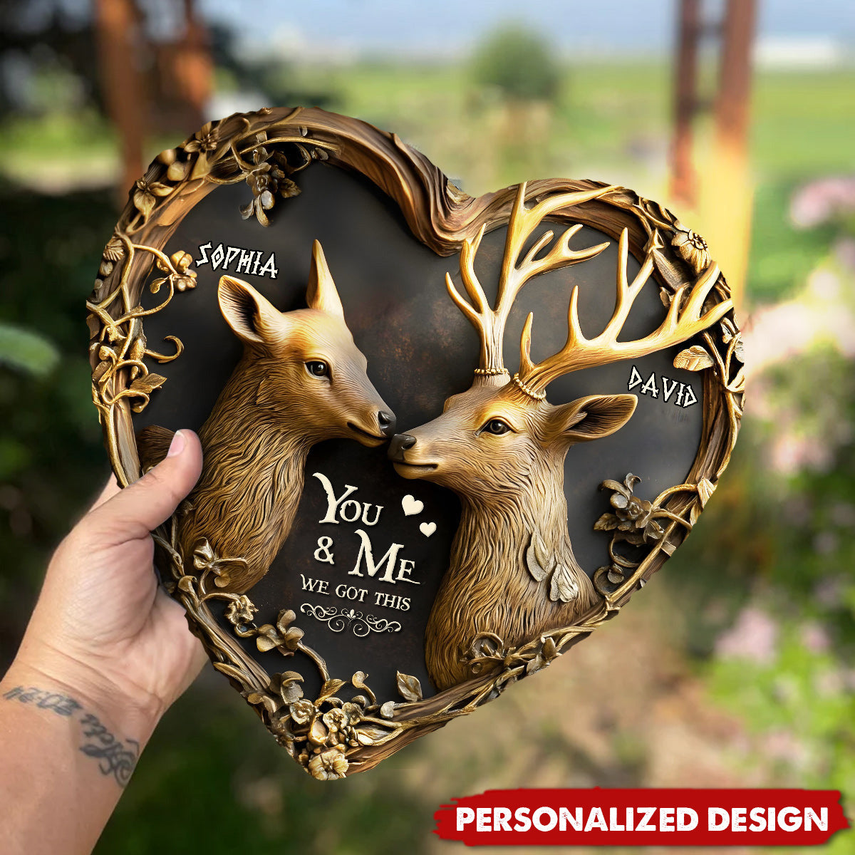 You & Me We Got This-Personalized Hunting Heart Shaped Stone-Couple Gift For Her,His