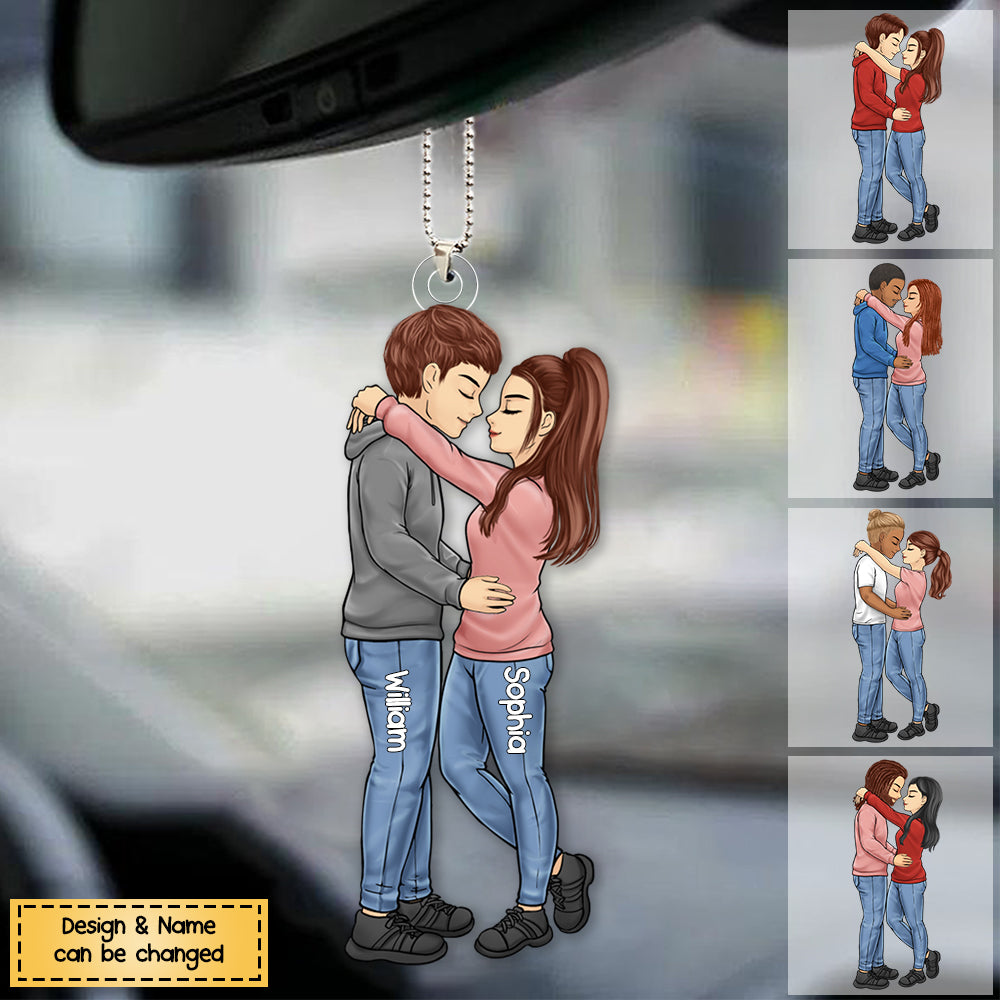 Doll Couple Hugging - Personalized Car Hanging Ornament