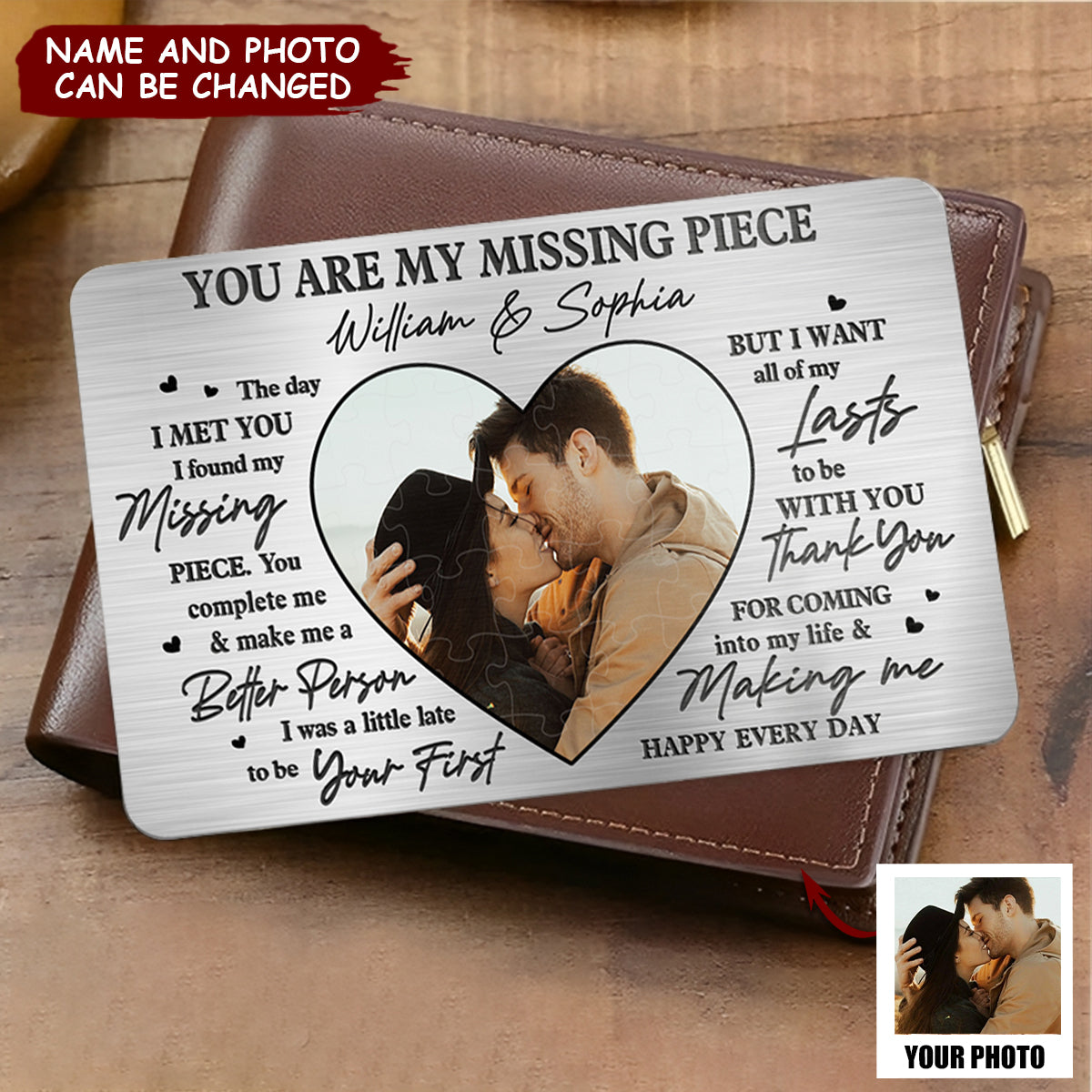 Custom Photo You Are My Missing Piece - Couple Personalized Custom Stainless Wallet Card - Gift For Husband Wife, Anniversary