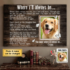 Where I'll always he.. Personalized Sympathy Gift For Dog Loss Memorial Poster