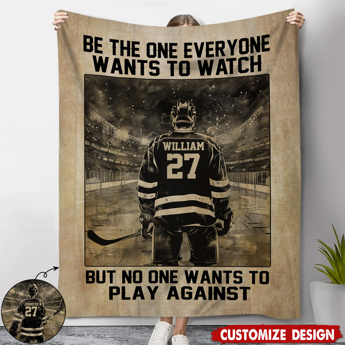 Personalized Hockey Motivation Blanket, Gift For Hockey Lovers,Players