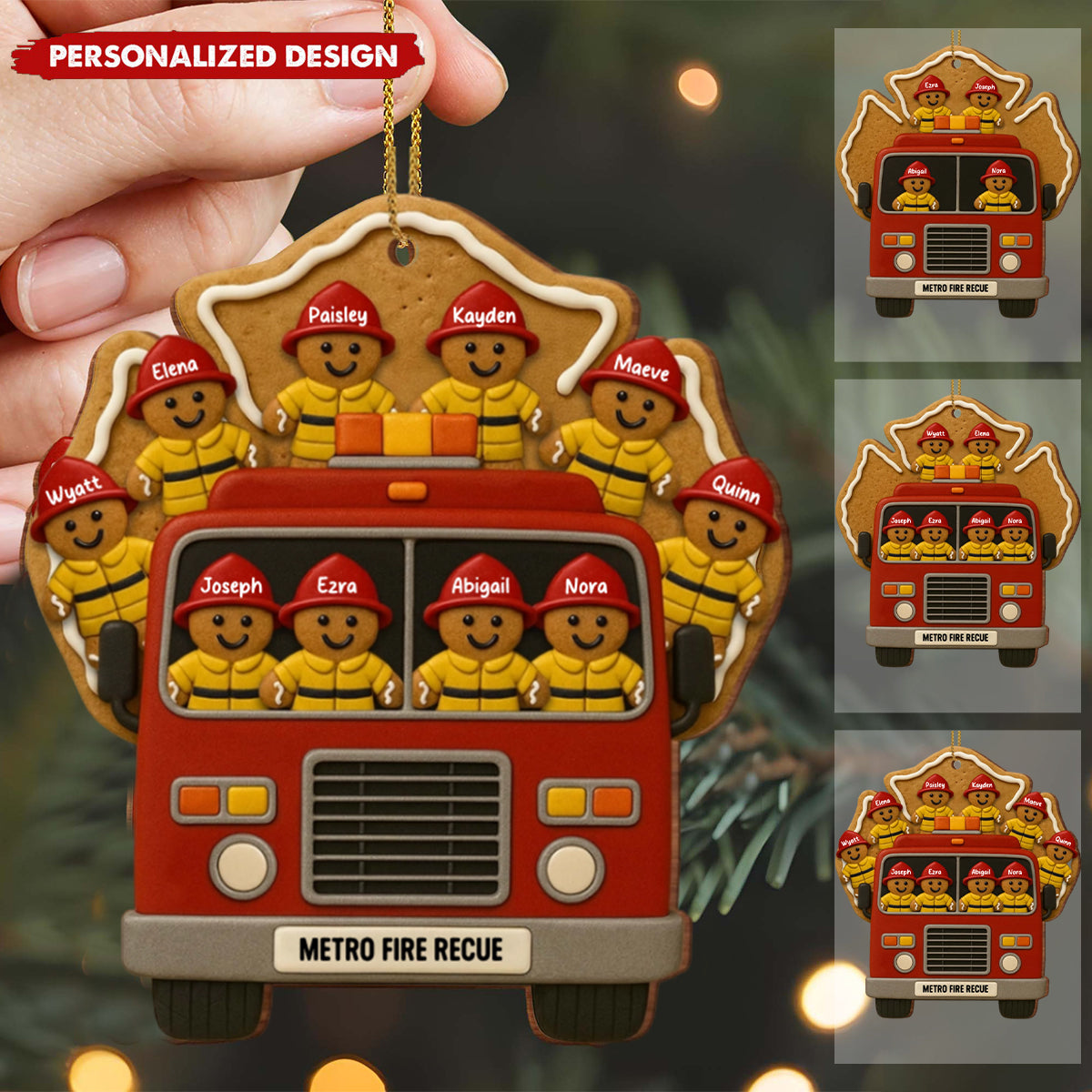 Celebrate Your Heroes With Festive Firefighter Ornament, Personalized Custom Wood Gift For Firefighters And Family