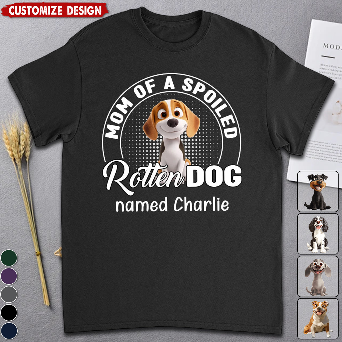 Spoiled Rotten Dog Chibi Cartoon - Personalized Unisex T-shirt