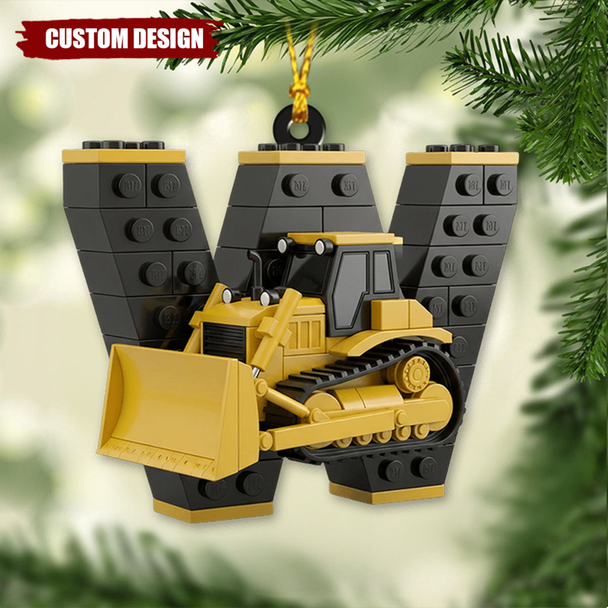 Fun Construction Vehicles Alphabet - Personalized Kid Ornament