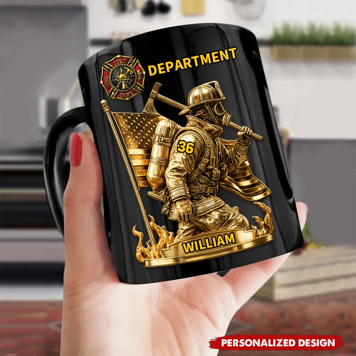 Personalized Proud Firefighter American Mug-Gift For Fireman