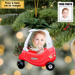 Cute Baby Car Personalized Christmas Ornament - Upload Photo