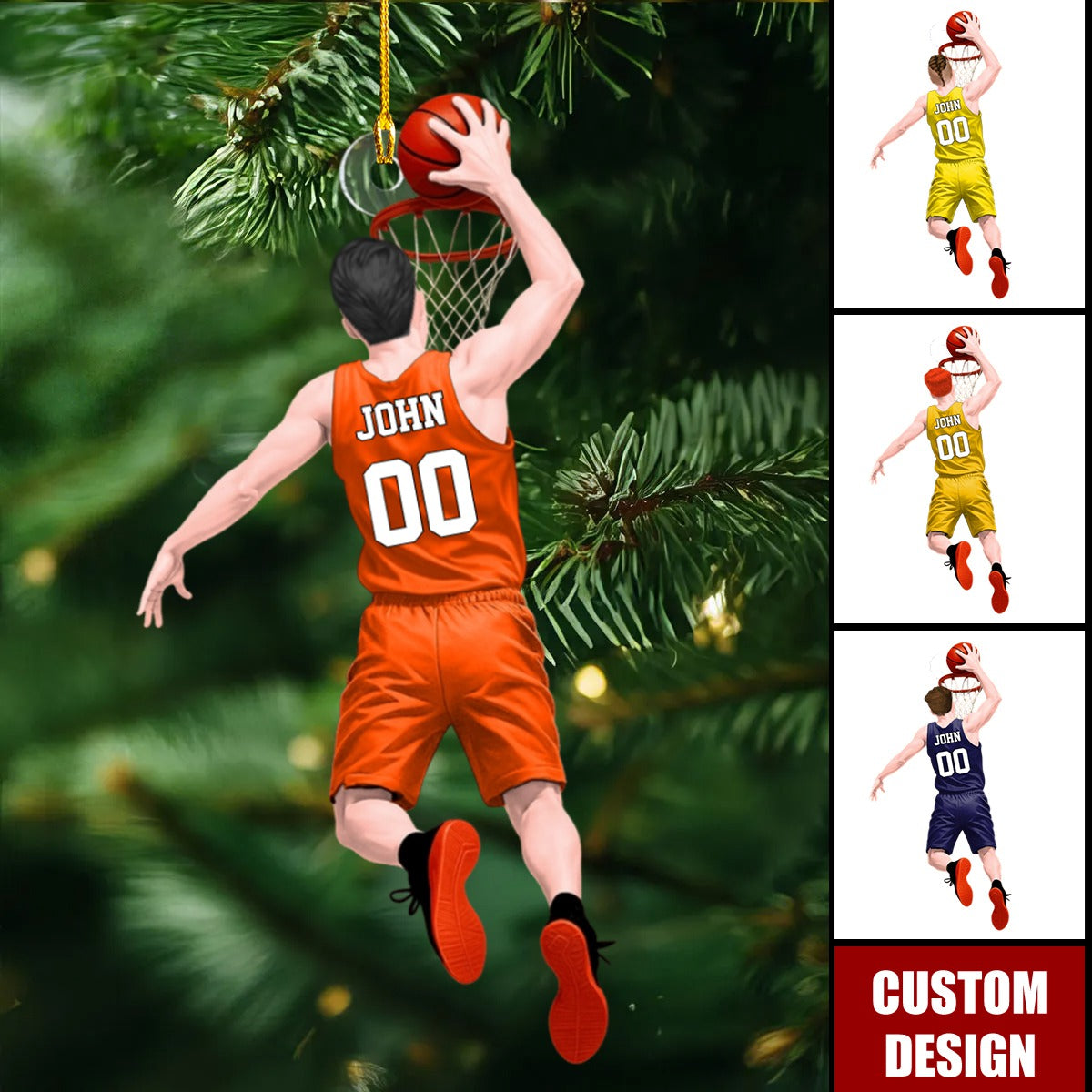 Jumping Dunking Personalized Ornament - Gift For Basketball Lovers