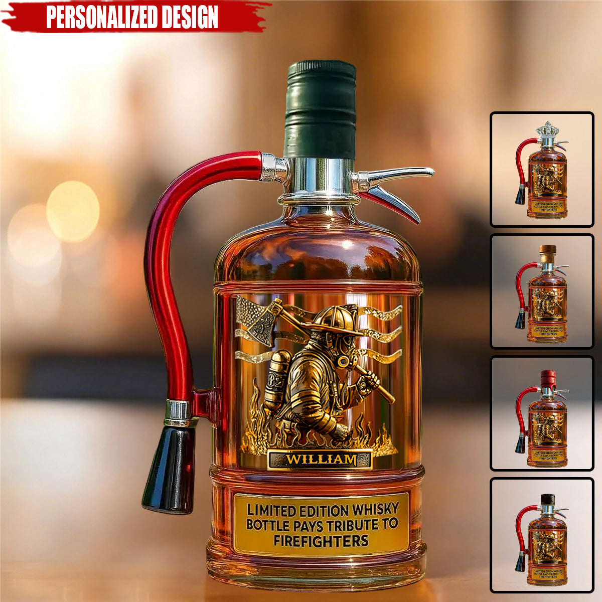 Personalized Firefighter Tribute Limited Edition Whiskey Bottle