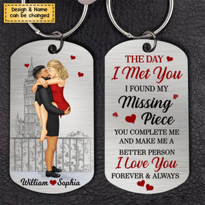 The Day I Met You-Personalized Gifts For Couple Stainless Steel Keychain