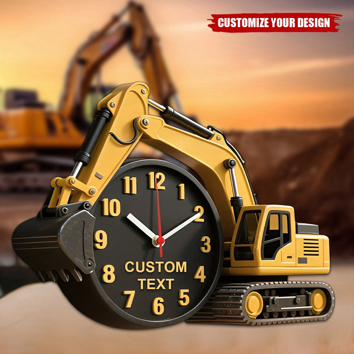Personalized Excavator Wall Clock Plaque - Gifts For Excavator Car Lovers