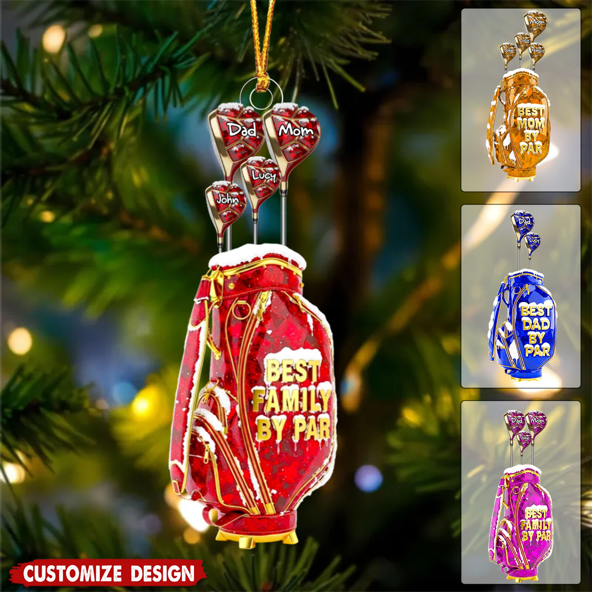Golf Family Hand Christmas Ornament - Personalized Gifts For Family