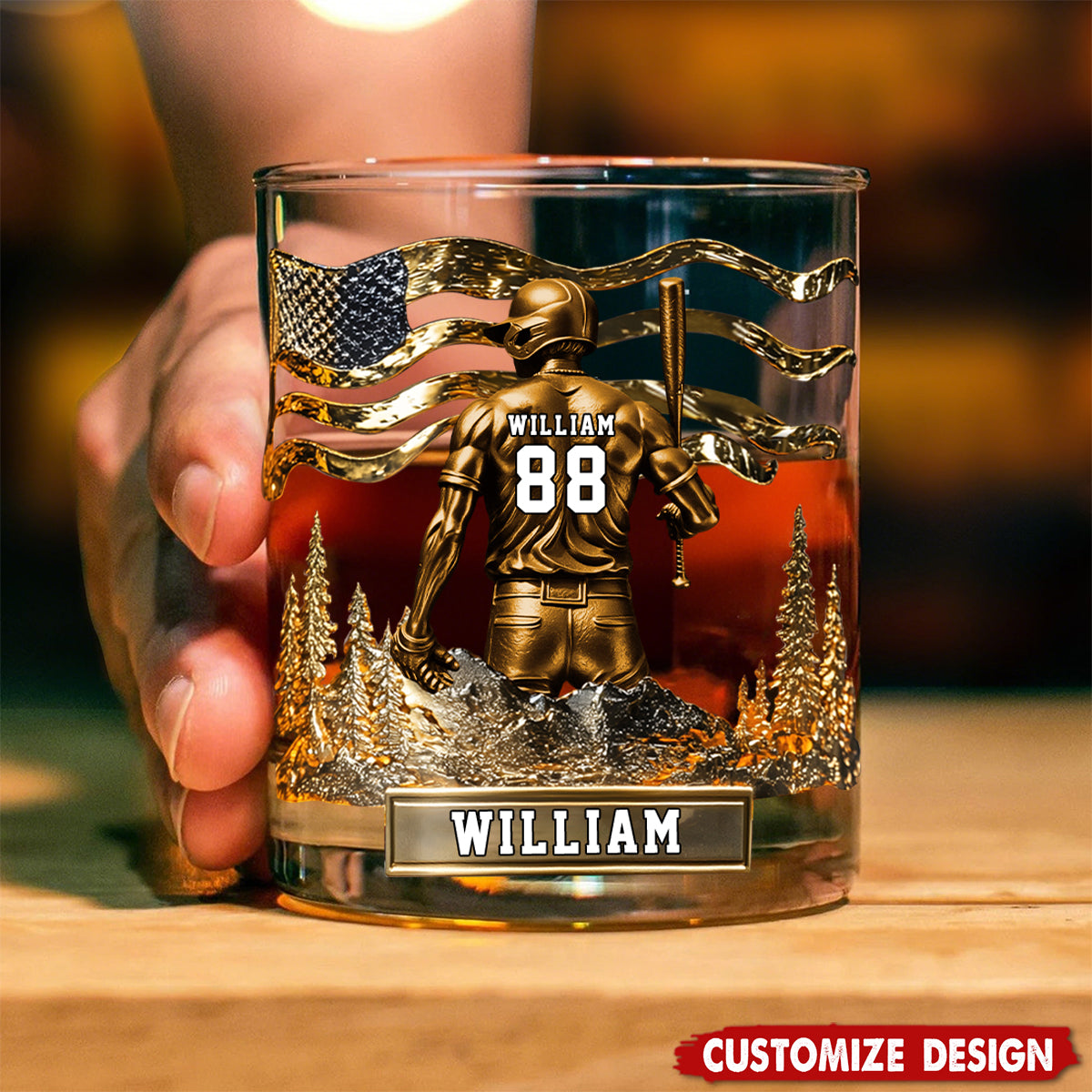 Baseball Whiskey Glass - Personalized Gifts For Baseball Lovers