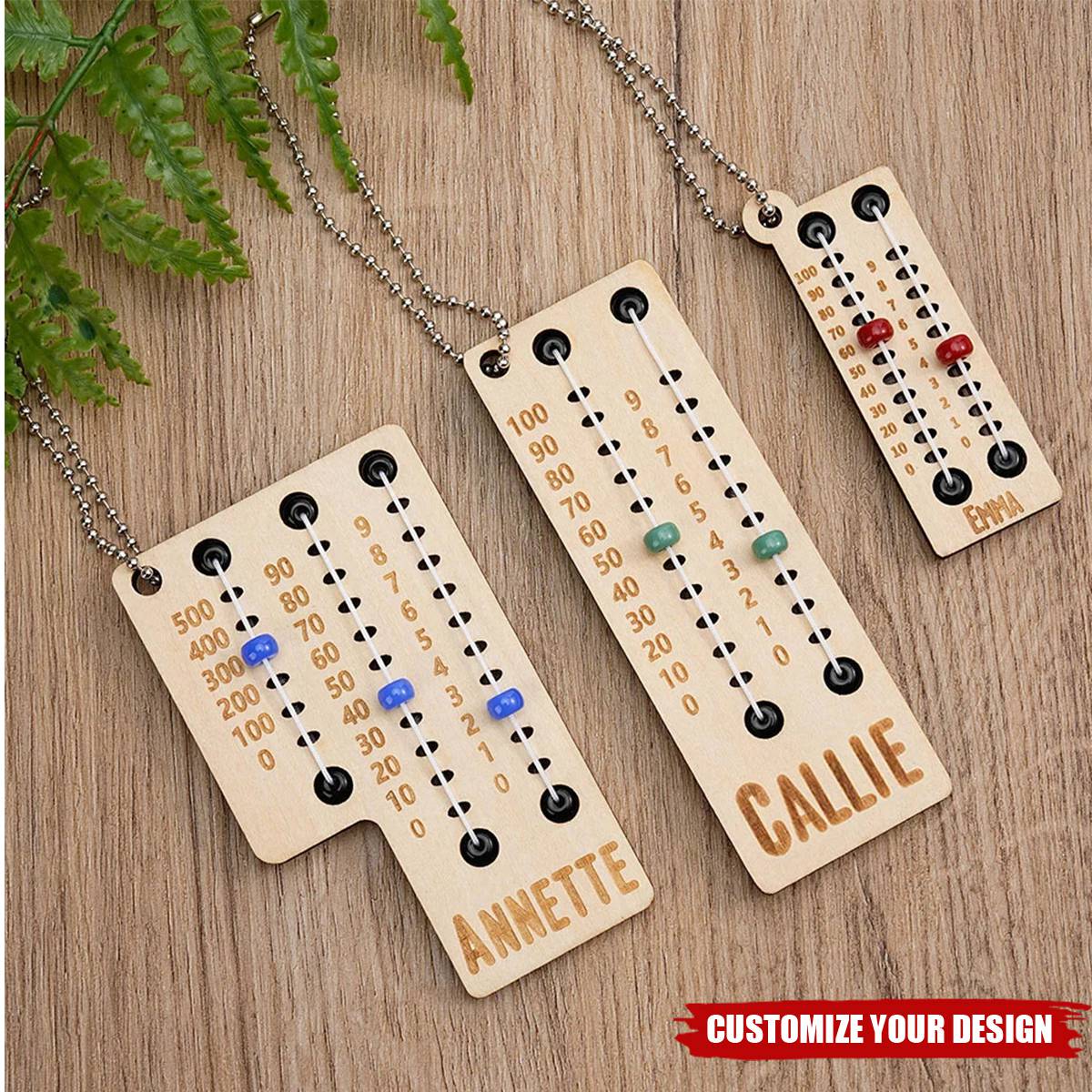 Personalized Multicolor Beaded Wooden Sewing Row Counter with Engraved Name Knitting Tool to Assist Counting Gift for Knitting Lovers