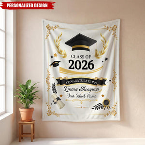Personalized  Graduation Blanket-Class of 2026 Senior Gift