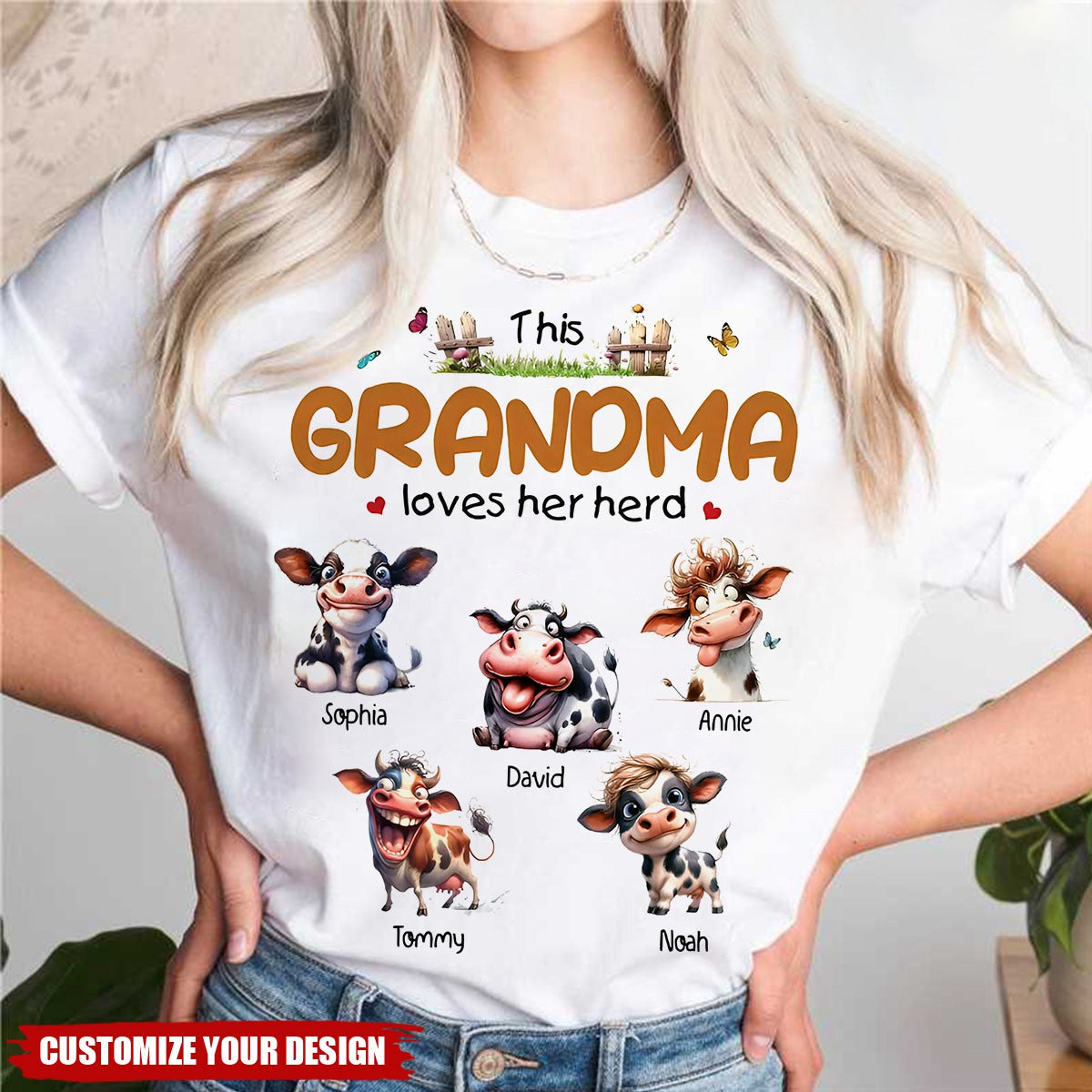 This Grandma Loves Her Herd - Personalized T Shirts - Gift for Mom/Grandma/Grandparent