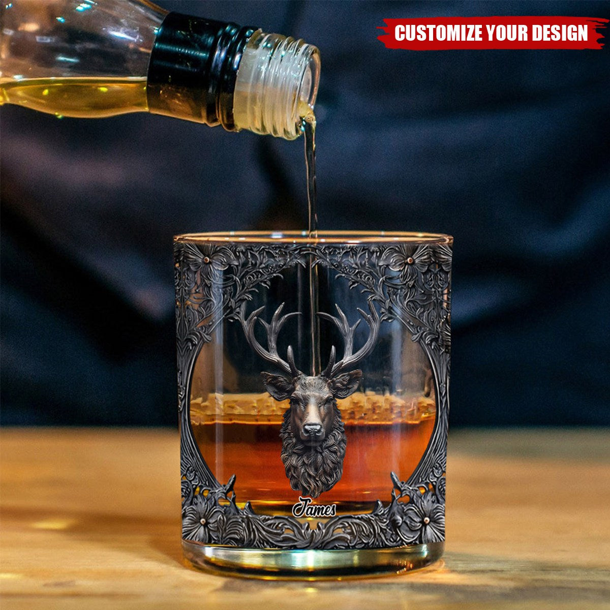 Love Hunting And Whiskey - Personalized Hunting Whiskey Glass