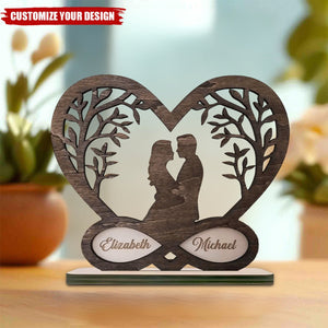 Personalized Romantic Couple Christmas Standing Wooden Plaque, Personalized Infinity Heart Love Sign