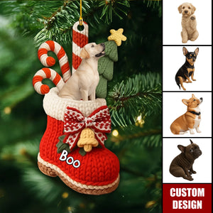 Personalized Dog In Christmas Shoes Ornament- Gift For Dog Lovers
