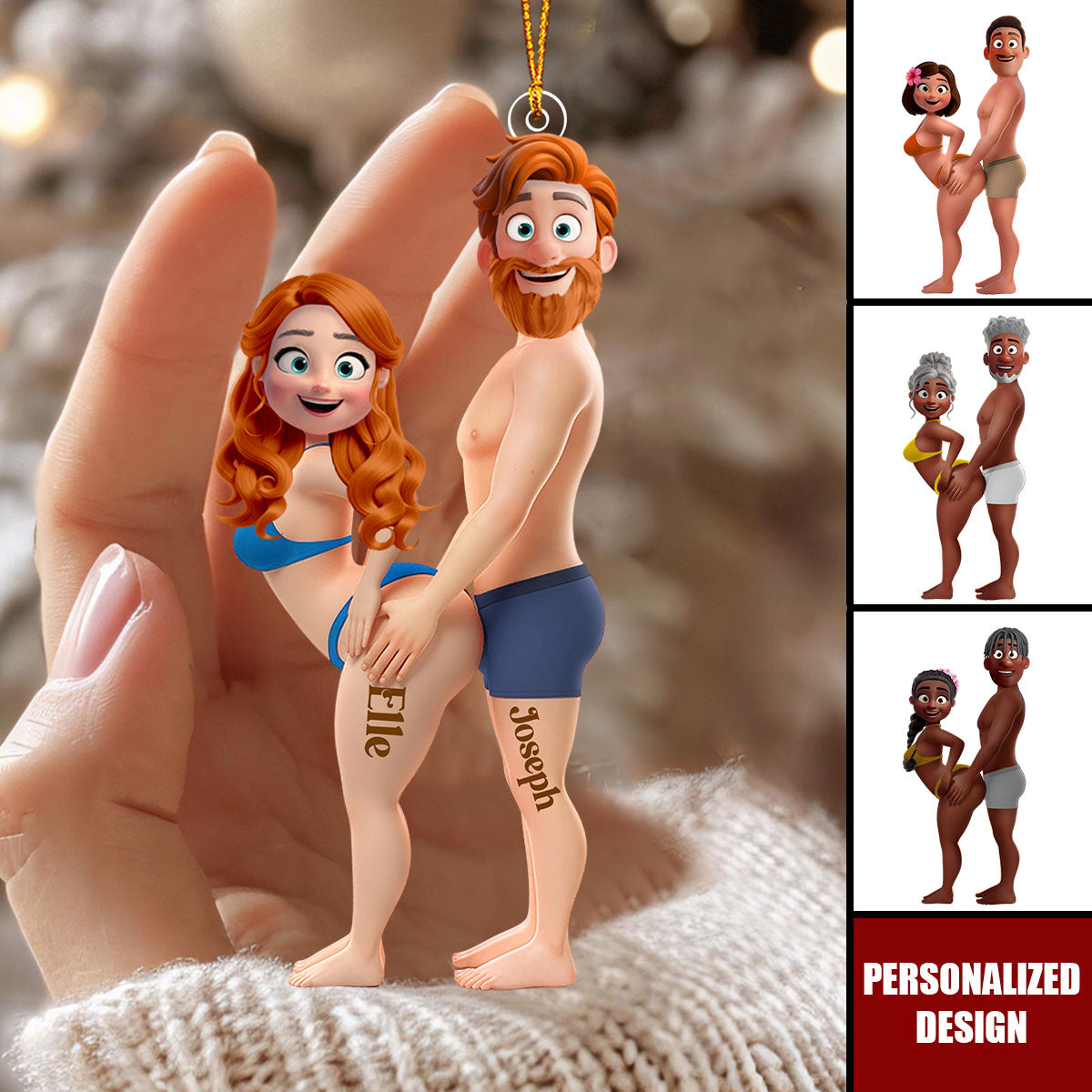 Personalized Playful Couple Acrylic Ornament-Gift For Couples