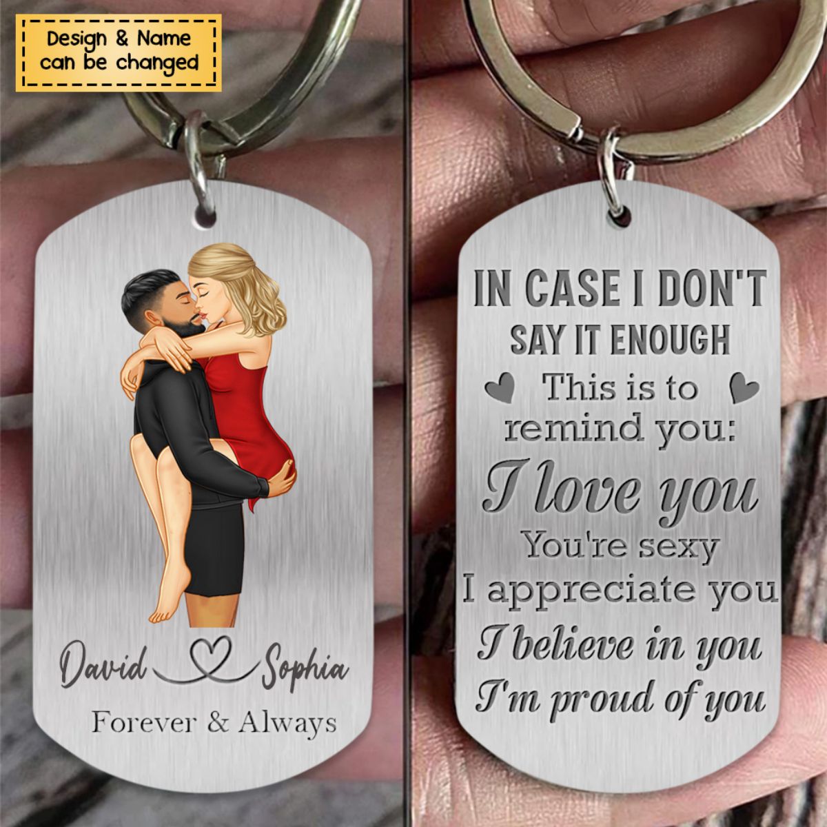 In case I don't say it enough-Personalized Gifts For Couple Stainless Steel Keychain
