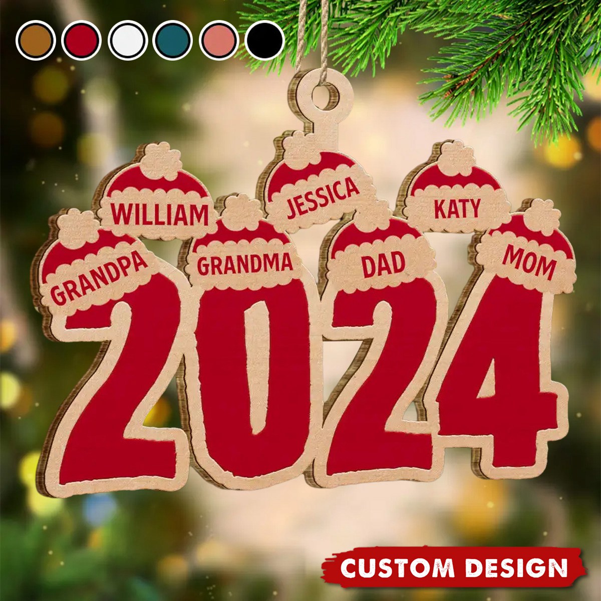 2024 New Release - Christmas Santa Hats - Personalized Wooden Christmas Ornament