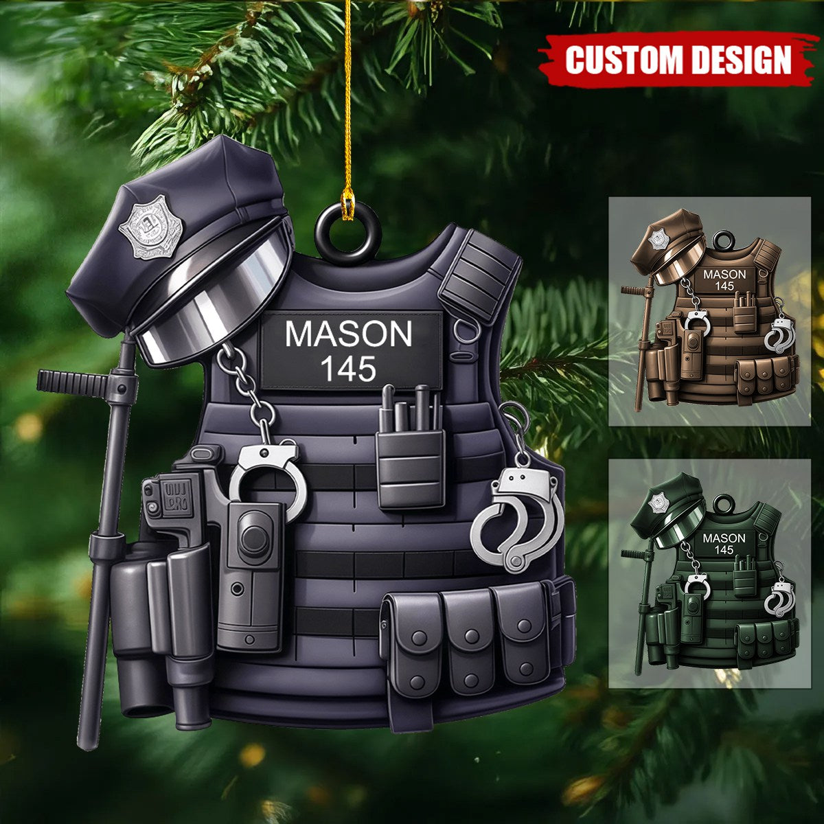 Personalized Police Vest Ornament – Christmas Gift For Policeman