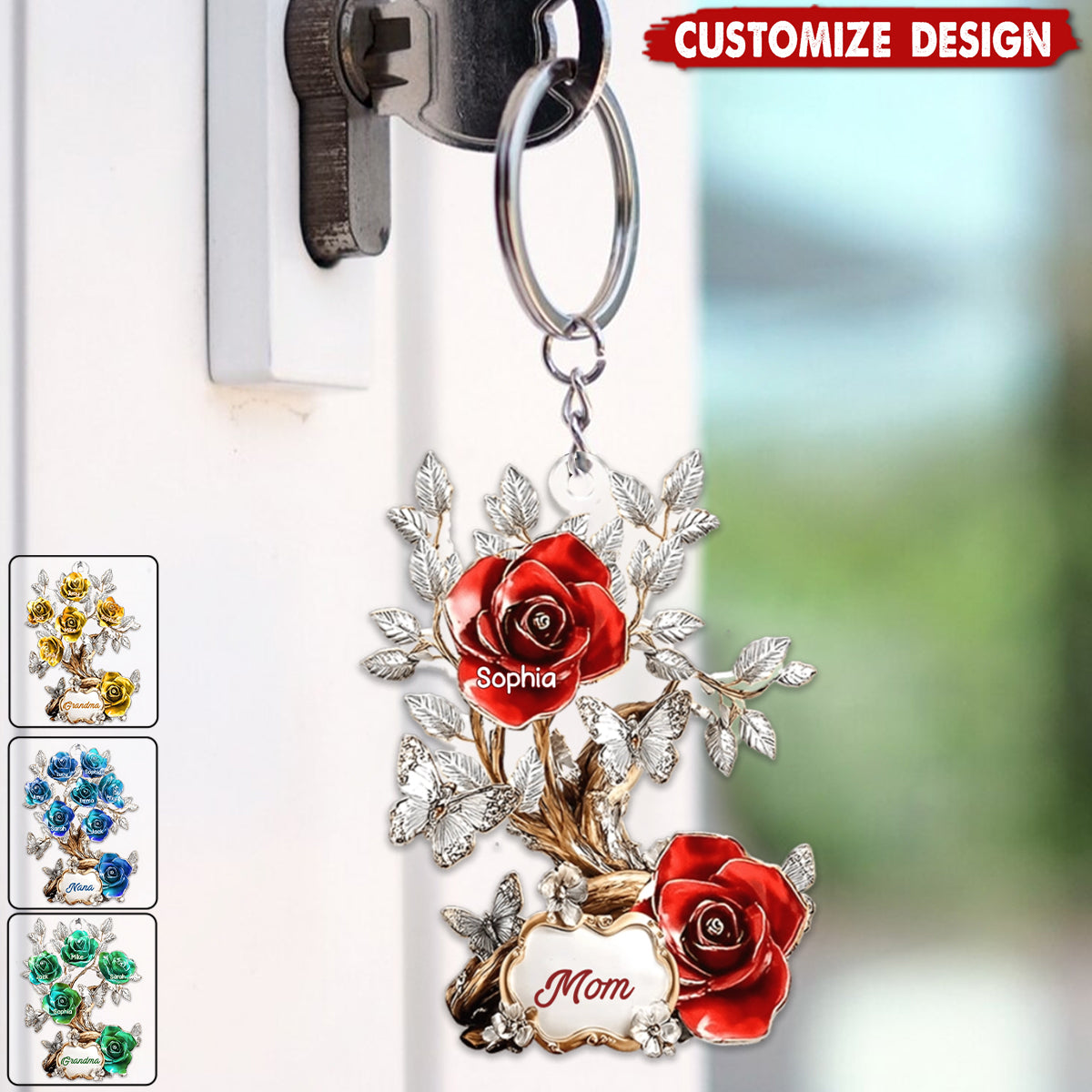 Flowers For Mom Grandma - Personalized Mother Keychain