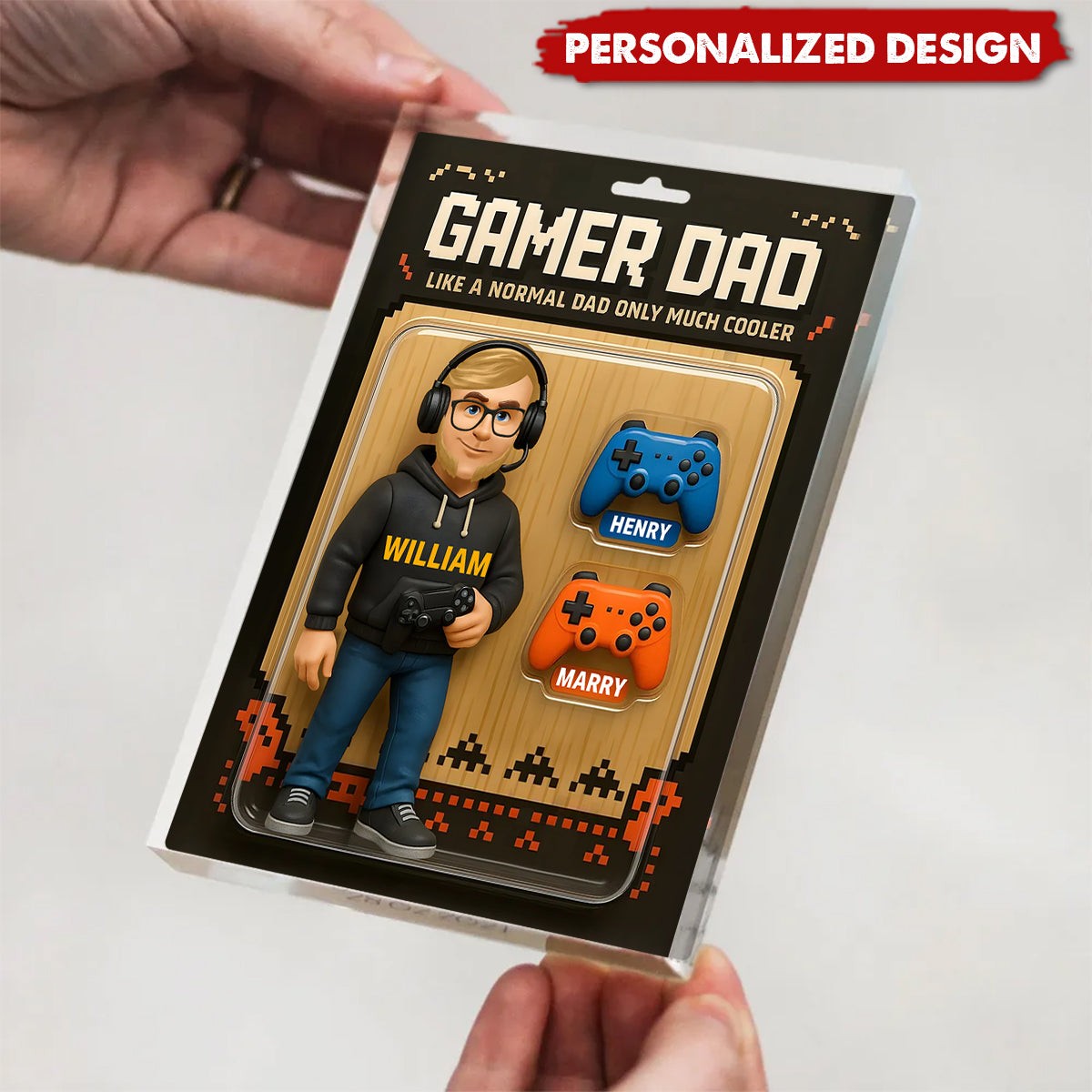 Gamer Dad Cooler Custom Action Figure-Personalized Acrylic Block Plaque-Father's Day Gift