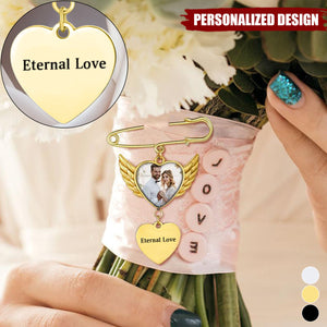 Personalized Angel Wing Wedding Bouquet Heart Picture Charms Brooch Pins