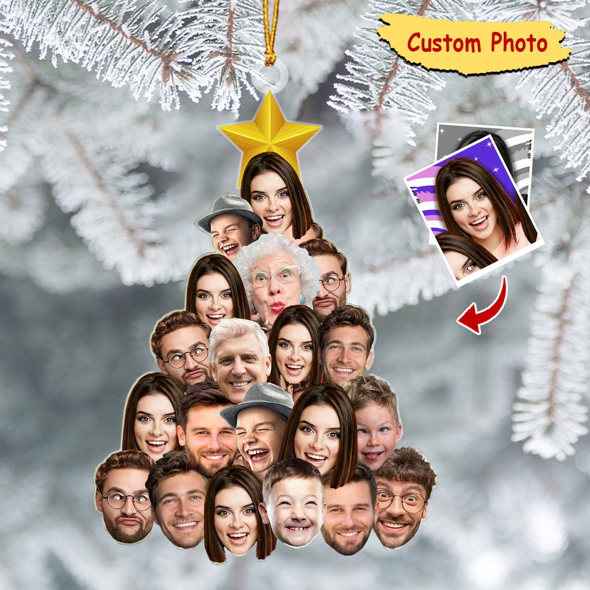 Unique Gift Upload Photos Christmas Tree 2023 Personalized Ornament