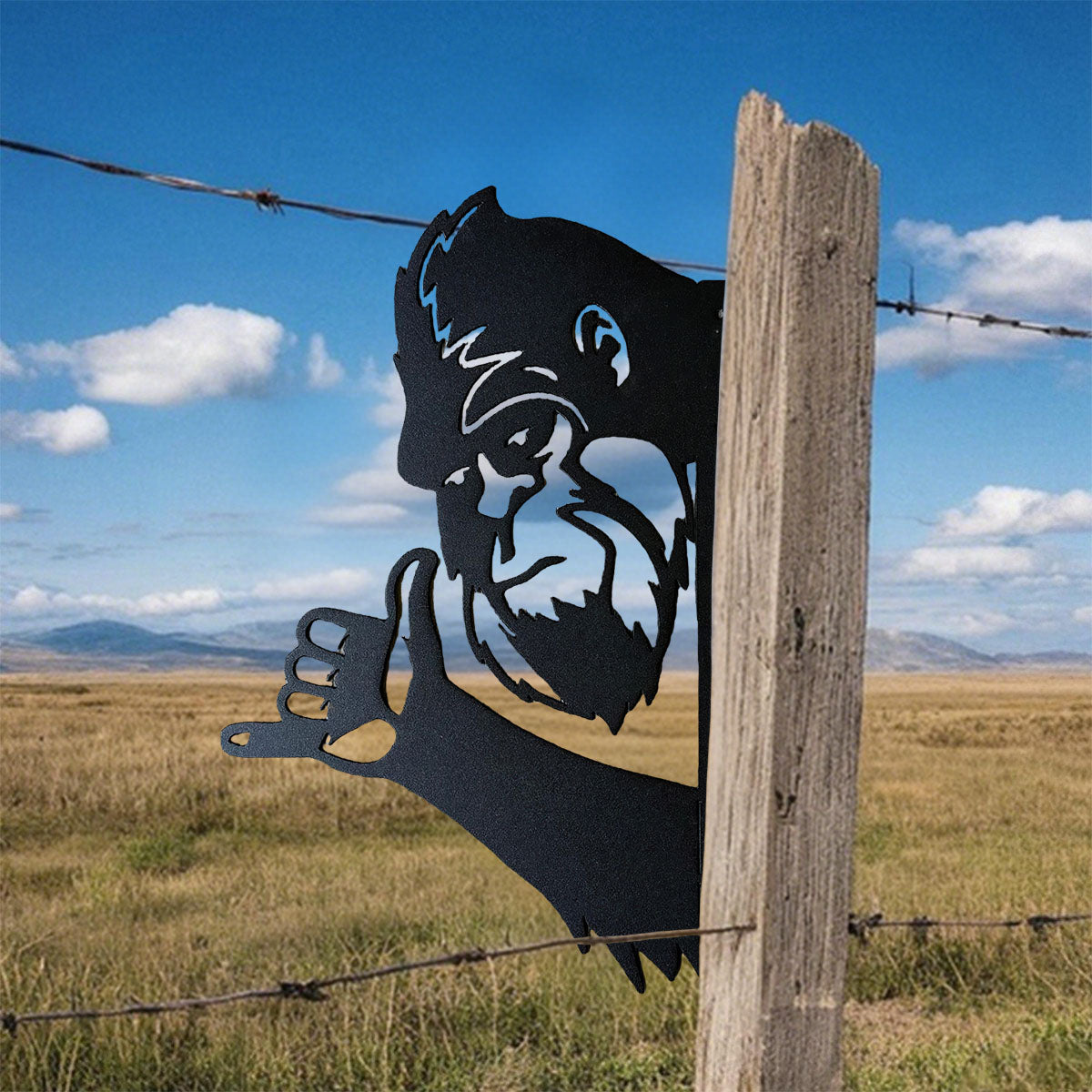 Peek-a-Boo Hang Loose Bigfoot Metal Sign – Hang Loose Edition - Shaka Sign Sasquatch