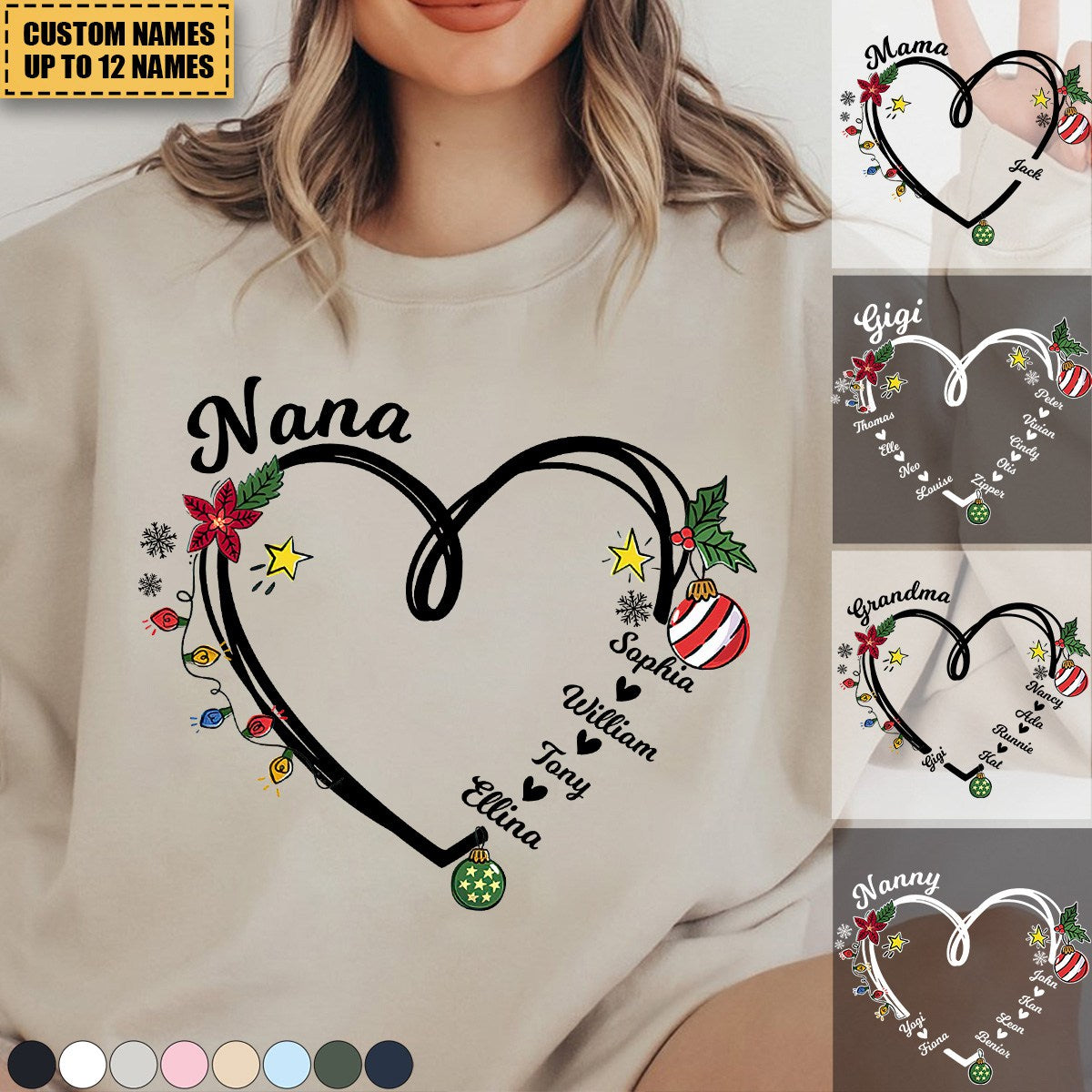 2024 New Release Nana Heart Christmas And Grandkids Sweatshir