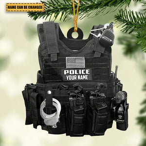 Police Vest Bulletproof Jacket Personalized Ornament, Police Outfit Ornament