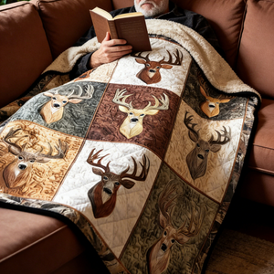 Personalized Deer Hunting Quilt Blanket - Gift for Hunter