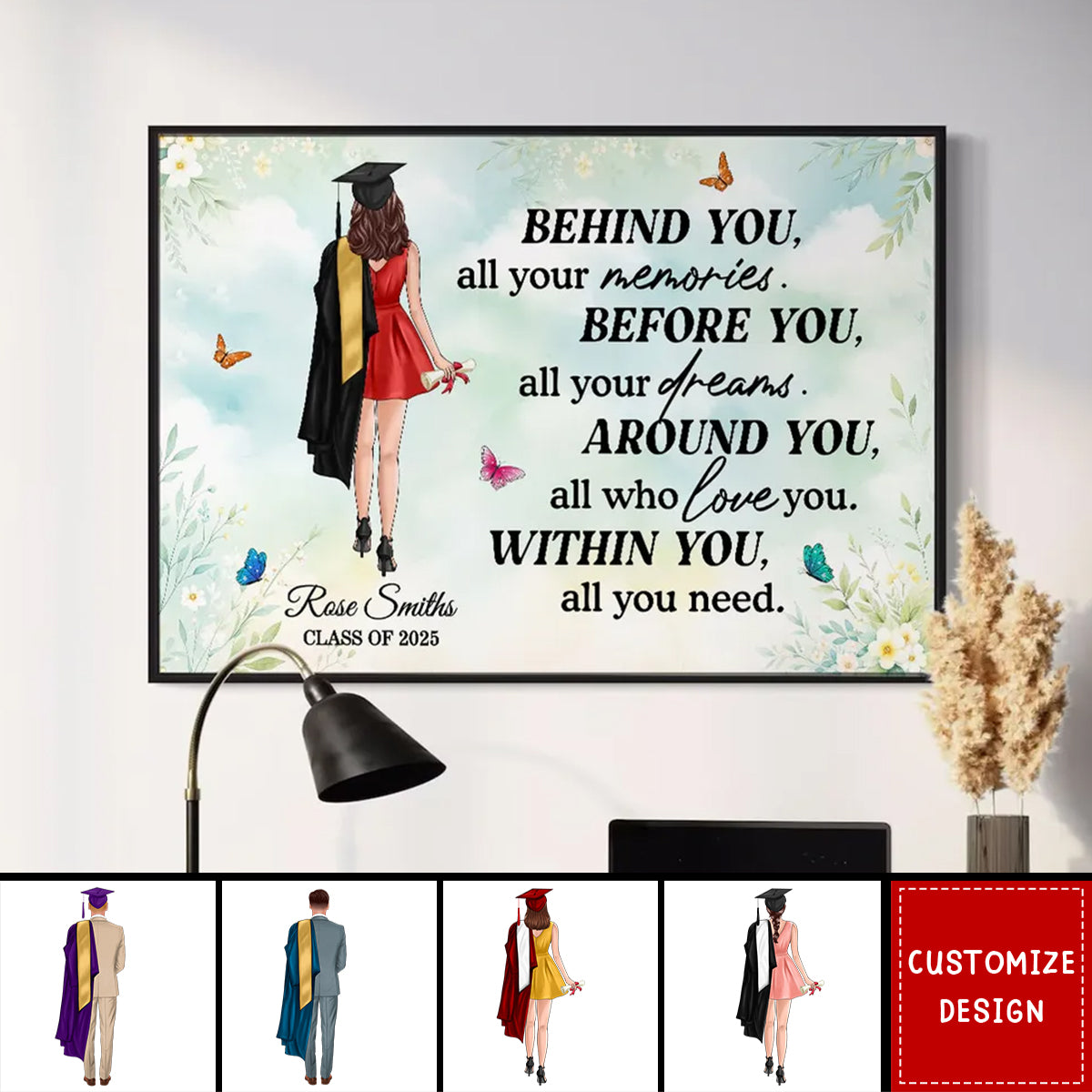 Graduation Senior Behind You All Your Memories Personalized Poster - Graduation Gift