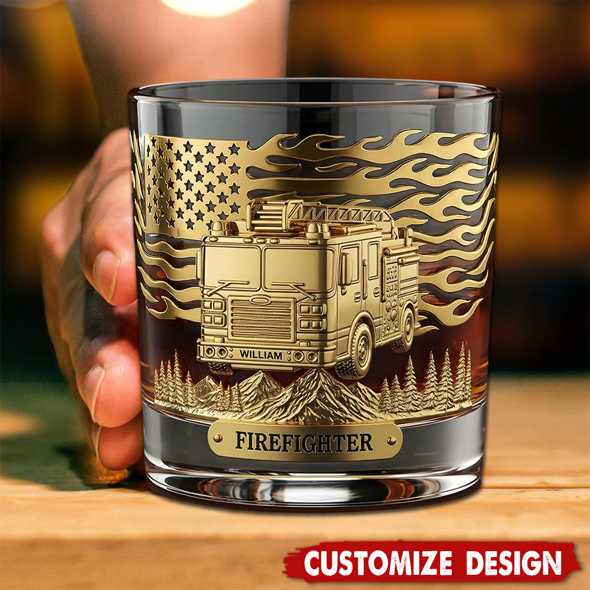 Firefighter Fire Dept Whiskey Glass - Personalized Gifts For Firefighter Retirees and Active Duty