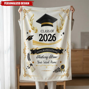 Personalized  Graduation Blanket-Class of 2026 Senior Gift