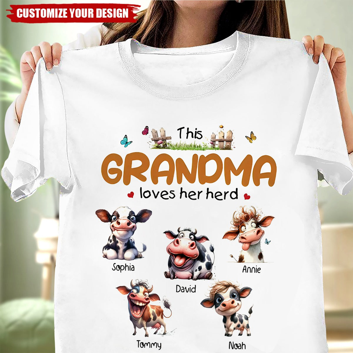 This Grandma Loves Her Herd - Personalized T Shirts - Gift for Mom/Grandma/Grandparent