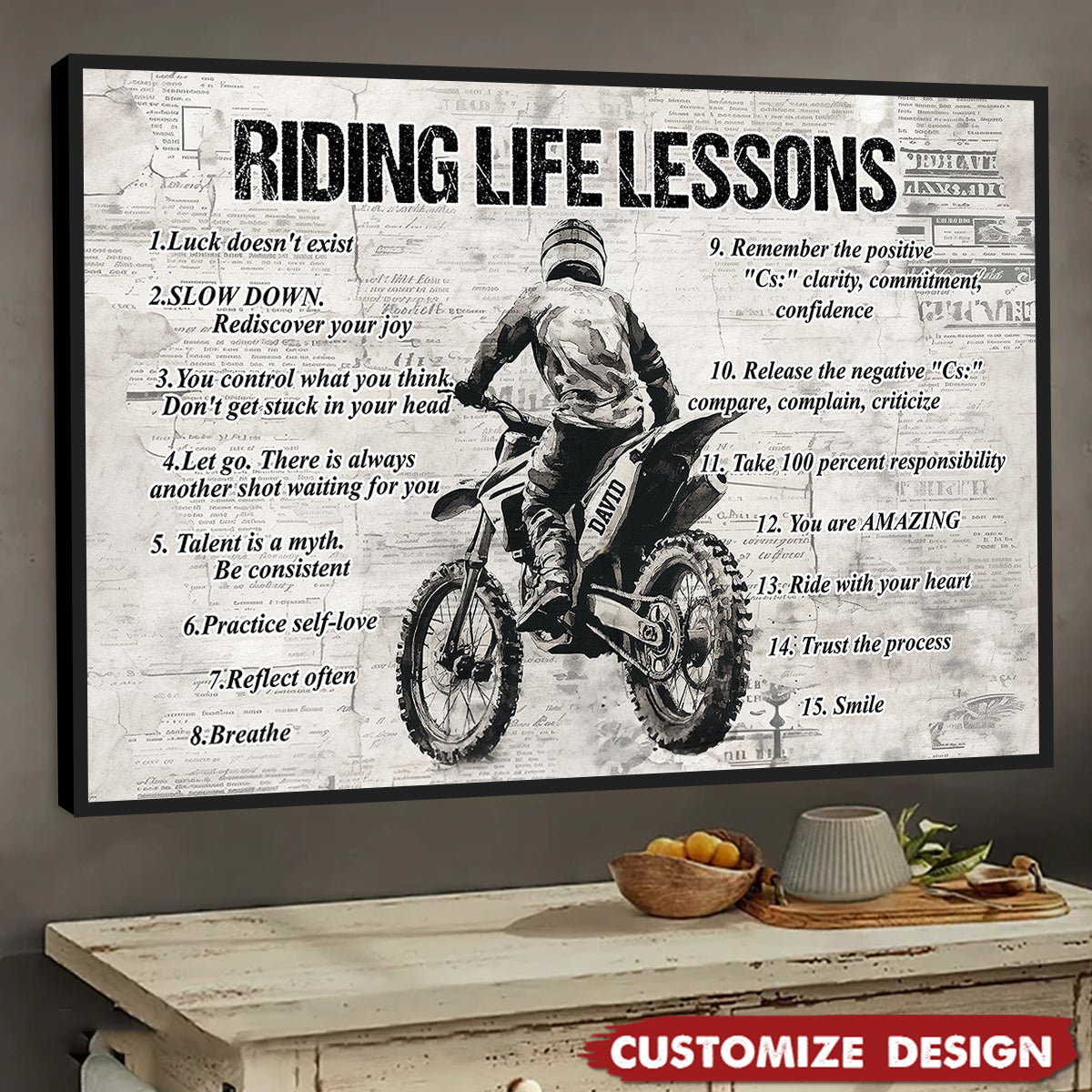 Personalized Riding Life Lessons Cool Quotes Poster - Gift For Biker