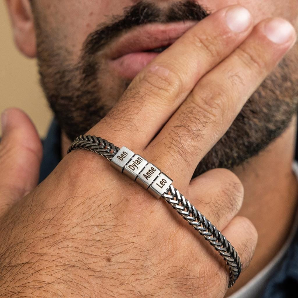 Personalized Mens Bracelet - Gift For Dad Grandpa