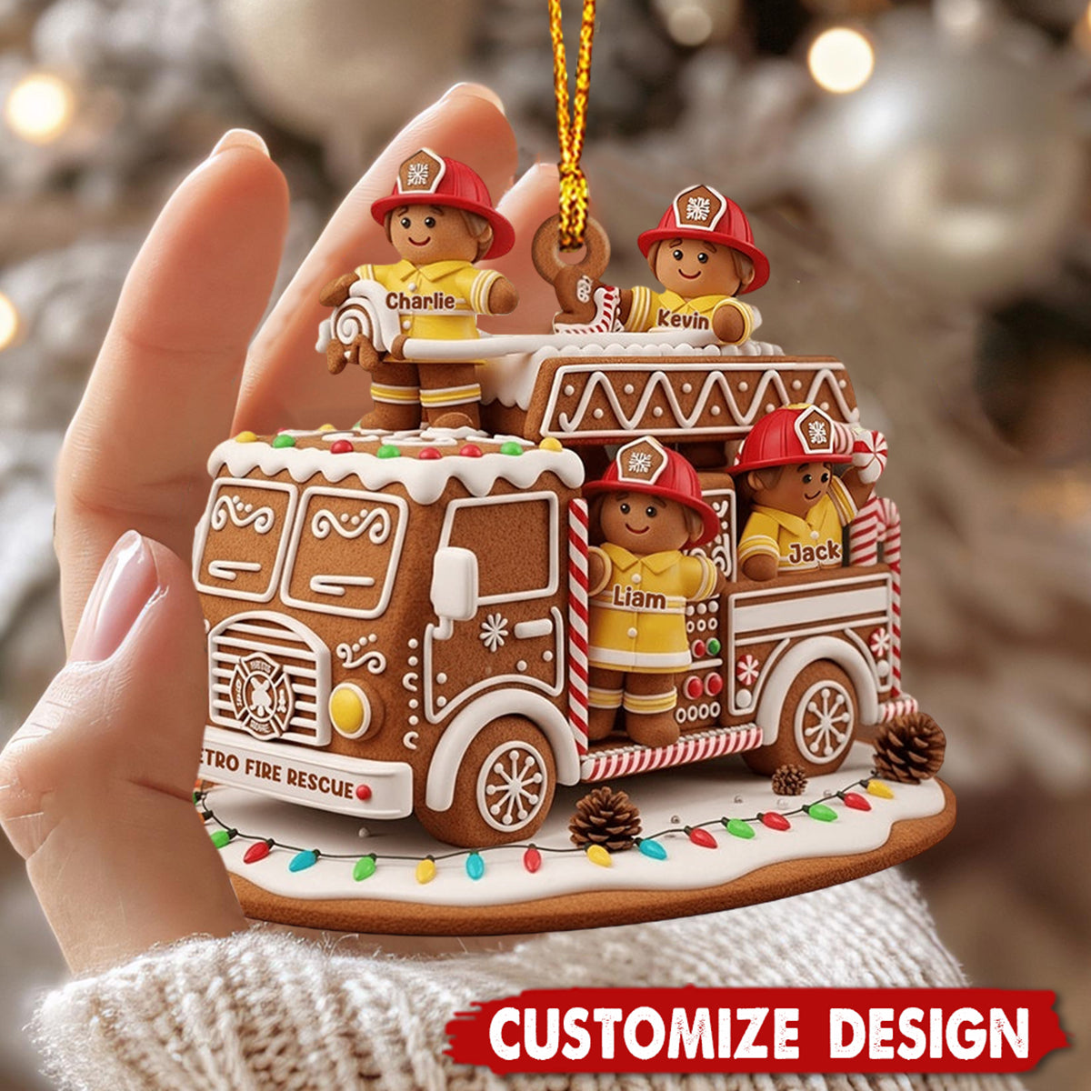 Heroes With Festive - Personalized Firefighter Ornament