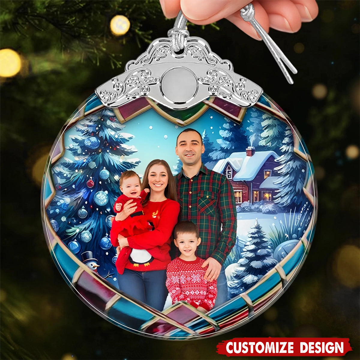 Custom Photo Glass Ornament - Personalized Christmas Birthday Gifts For Mom, Dad, Kids - Our Greatest Gift Is Each Other