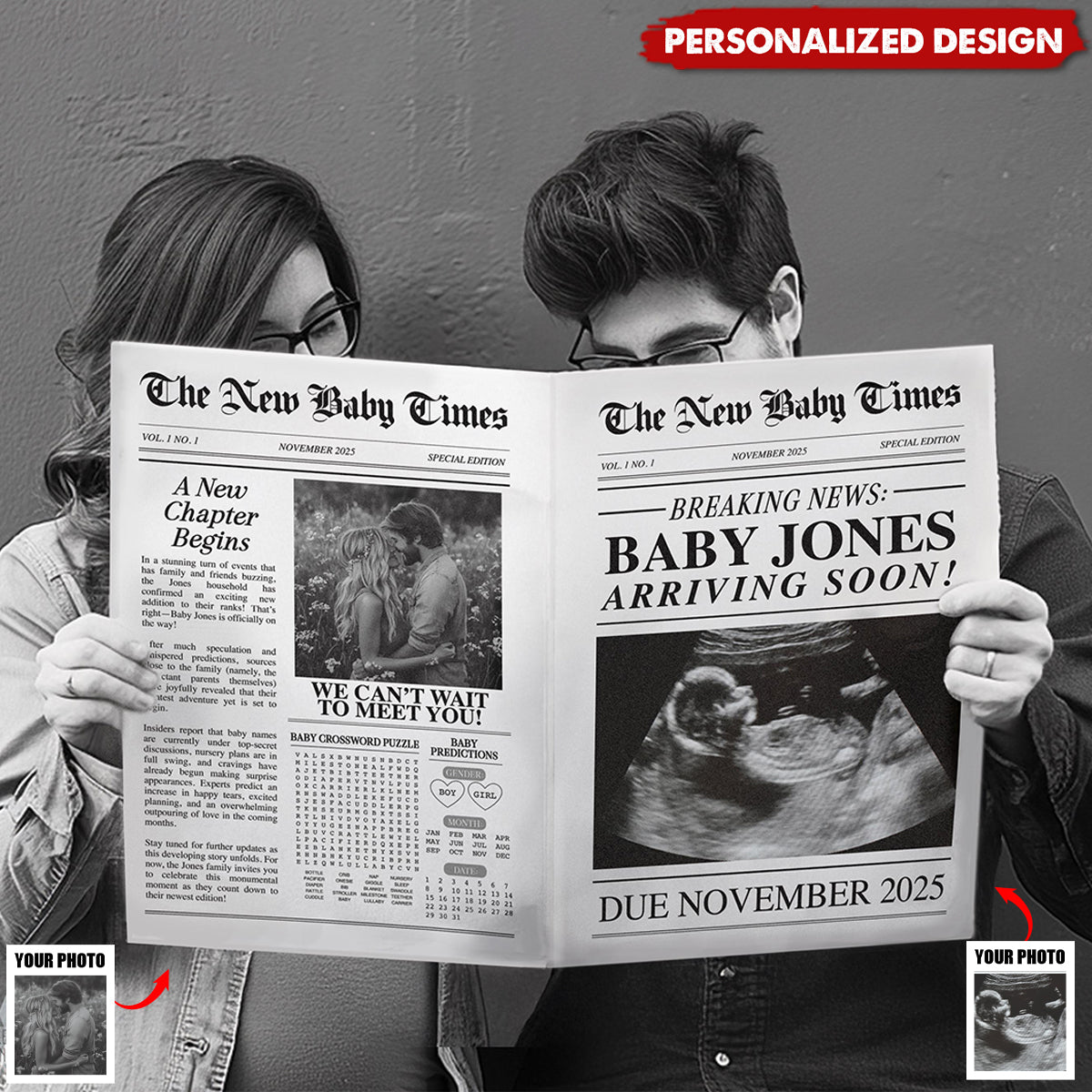 Expecting Baby Times-Personalized Newspaper Pregnancy Announcement