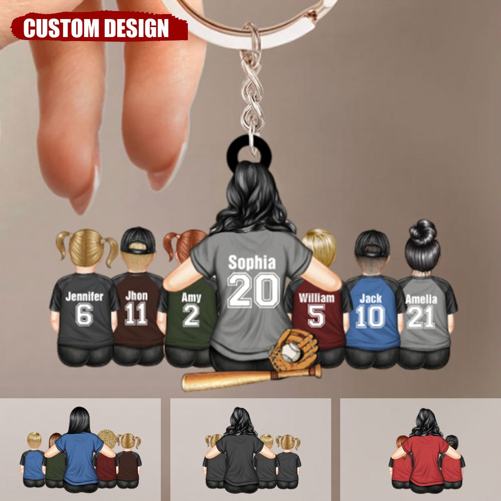 Baseball Mom Behind Every Baseball Player - Gift For Mom - Personalized Acrylicc Keychain
