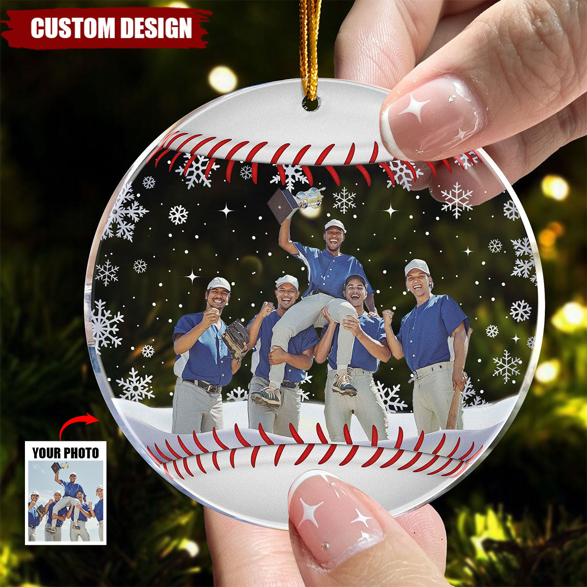 Baseball Team Christmas Ornament Gift For Baseball Lovers - Personalized Acrylic Photo Ornament