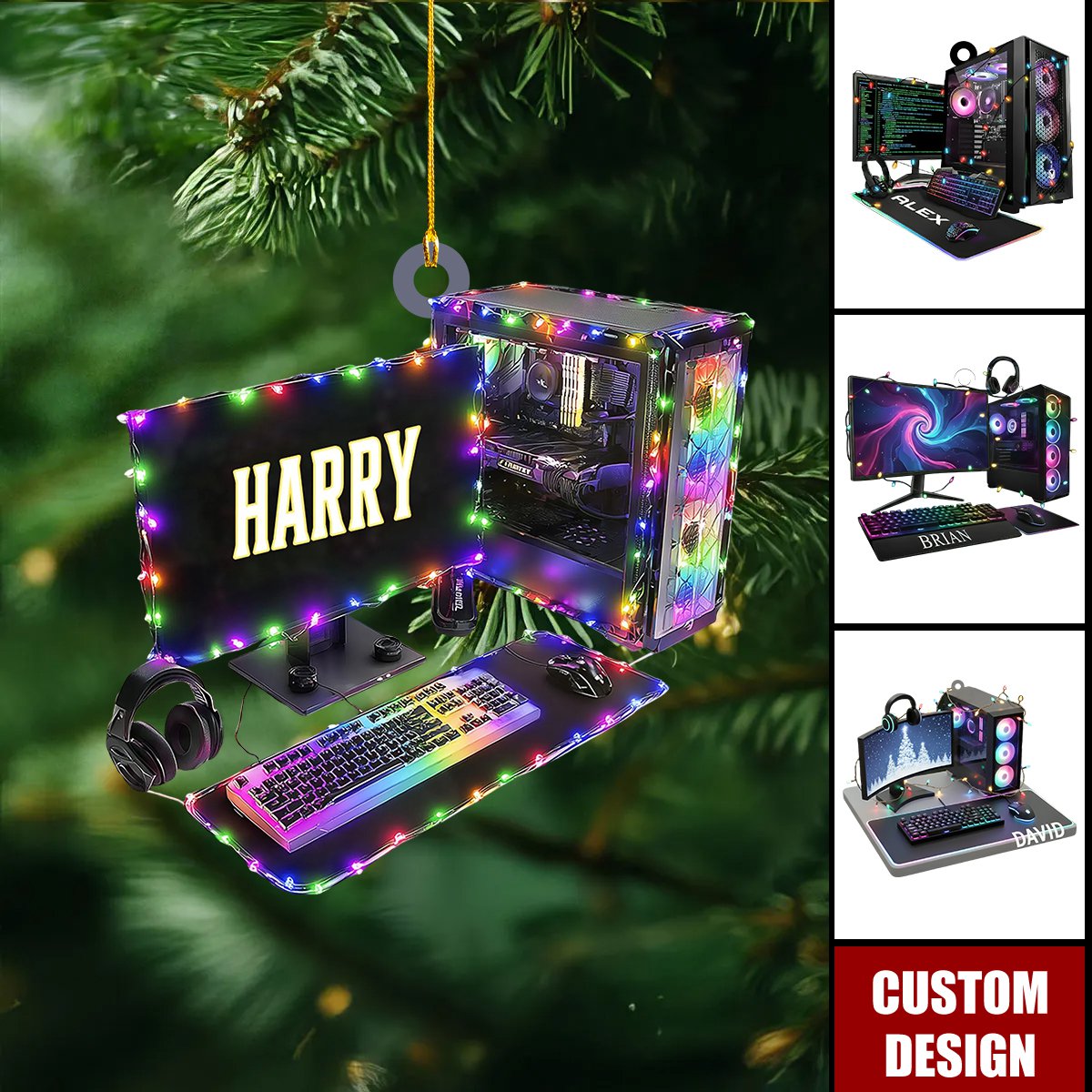 Personalized Gamer PC Christmas Ornament - Gift for Gamers