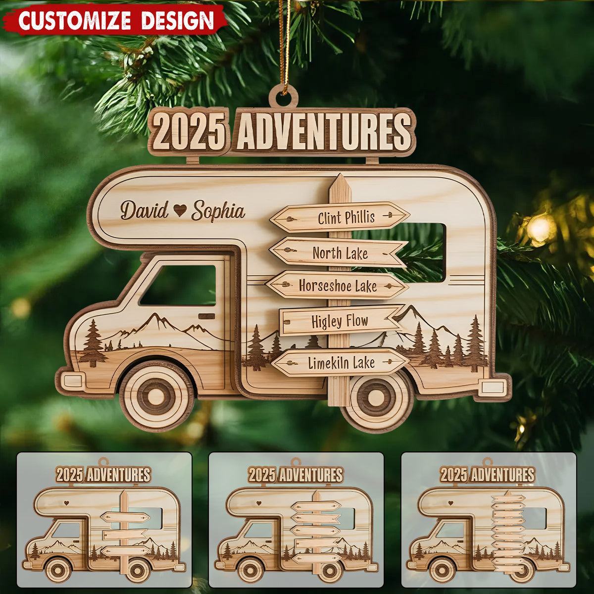 Personalized Travel Adventure Wooden Ornament, Custom Traveling Destination Ornament, Couple Traveling Destination, Travel Gift