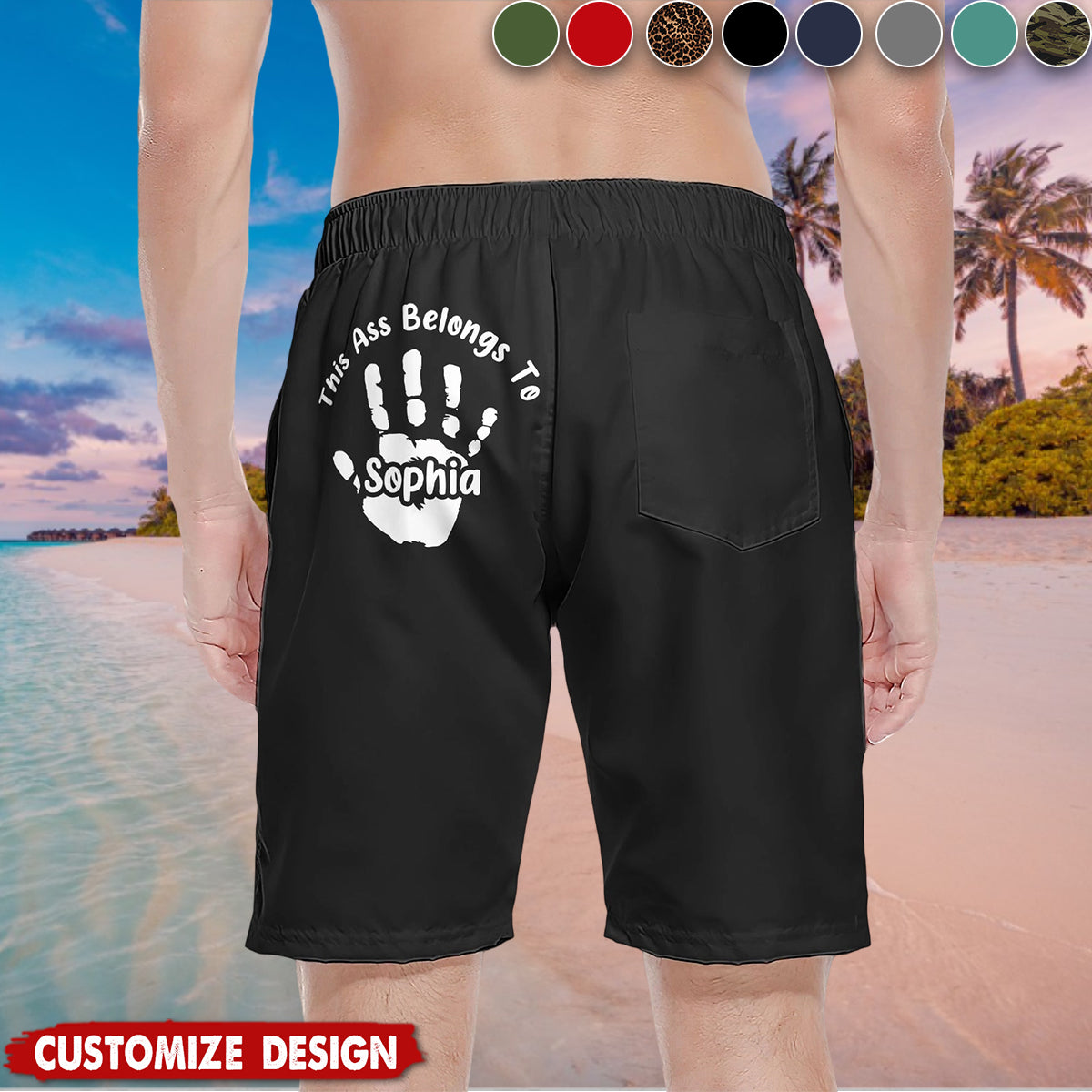 This A$$ Belongs To - Personalized Men's Beach Shorts - Naughty Gifts For Husband