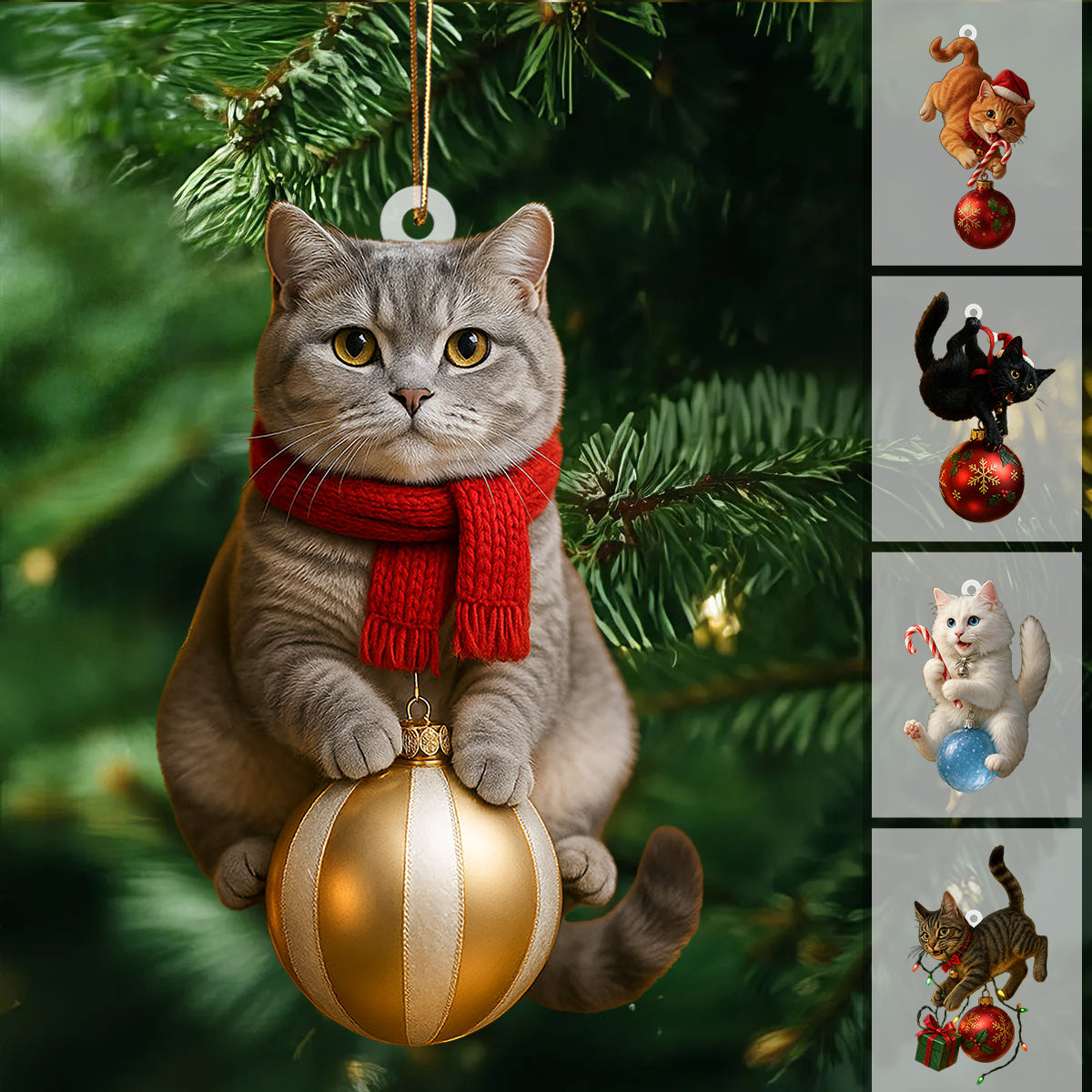 Cute Cat Christmas Tree Ornament - Festive Feline Fun for Your Tree